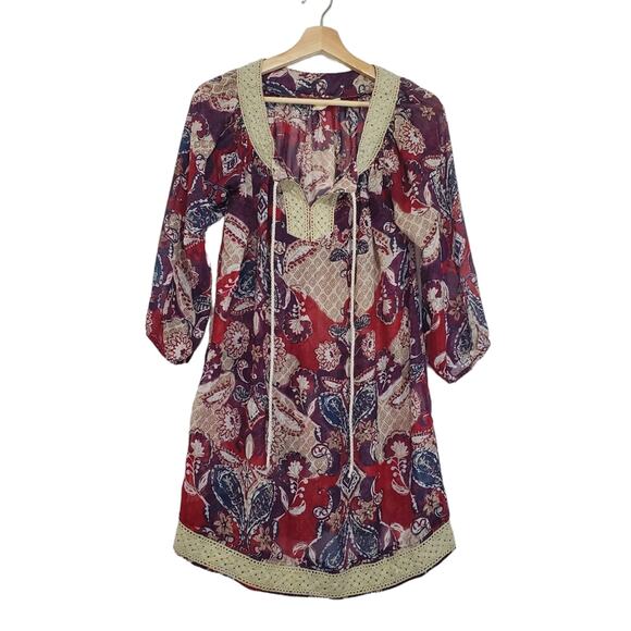 Urban Behavior | Sheer Patterned Crochet Lace Trim Tunic - Picture 1 of 10